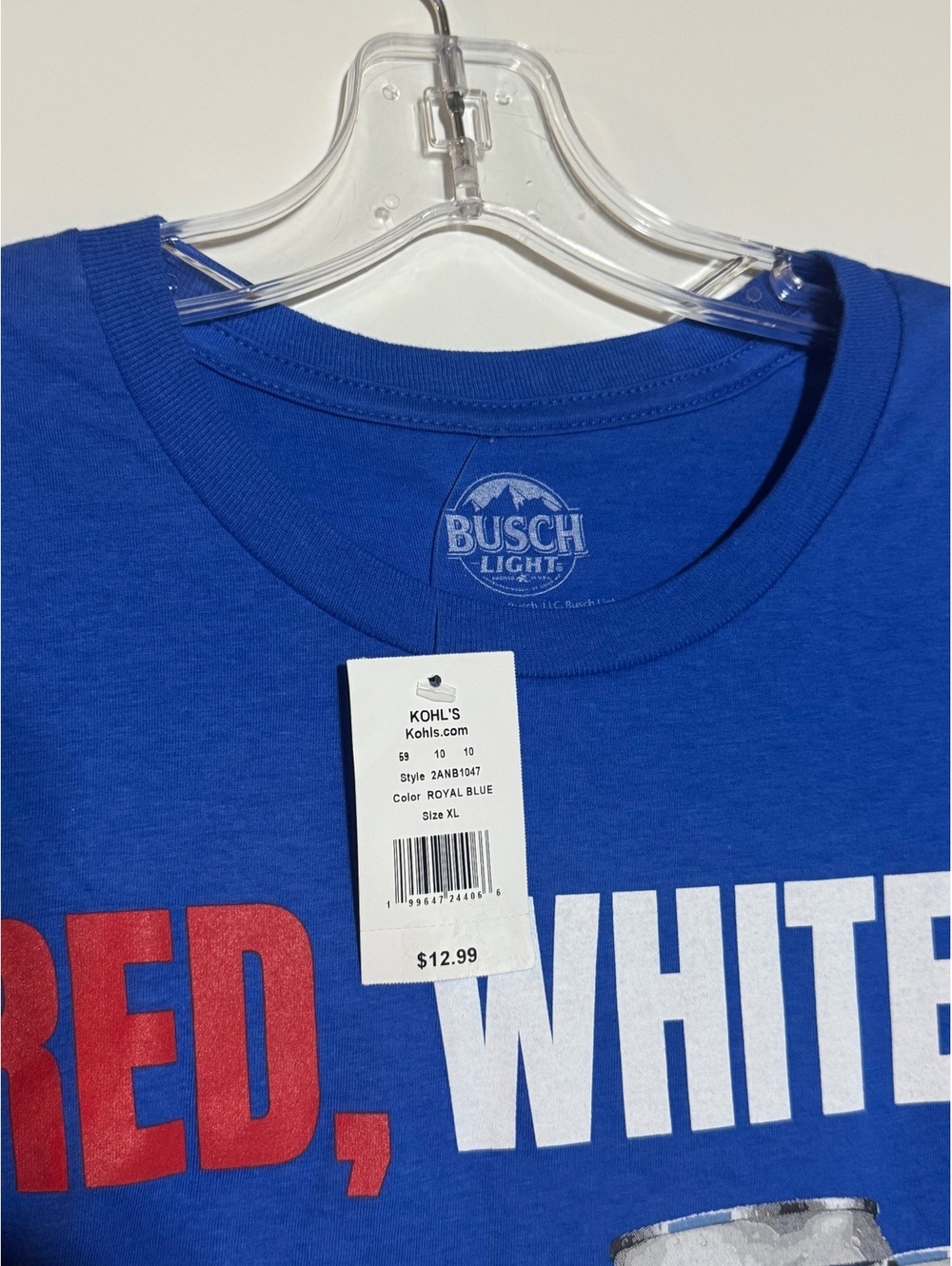 Men’s Red, White & Busch XL graphic tee blue/patriotic cans - Picture 3 of 4